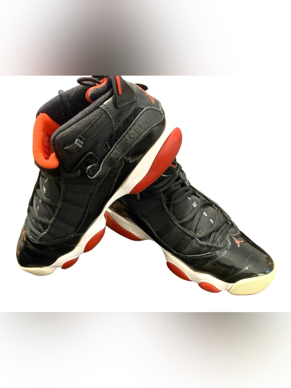 Nike Air Unisex Jordan 6 Rings Black Red #322992-062 SzVW9 Basketball Shoes READ